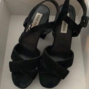 Black Suede Platform heels, 4”